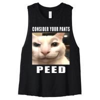 Consider Your Pants Peed Silly Cat Meme Women's Racerback Cropped Tank