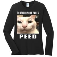 Consider Your Pants Peed Silly Cat Meme Ladies Long Sleeve Shirt