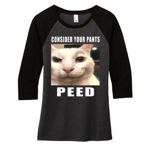 Consider Your Pants Peed Silly Cat Meme Women's Tri-Blend 3/4-Sleeve Raglan Shirt