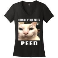 Consider Your Pants Peed Silly Cat Meme Women's V-Neck T-Shirt