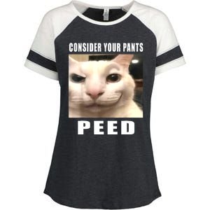 Consider Your Pants Peed Silly Cat Meme Enza Ladies Jersey Colorblock Tee