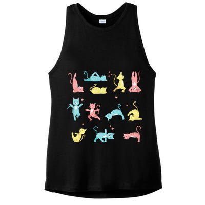 Cat Yoga Pose Kitty Humor Funny Cat Yogi Workout Themed Ladies PosiCharge Tri-Blend Wicking Tank