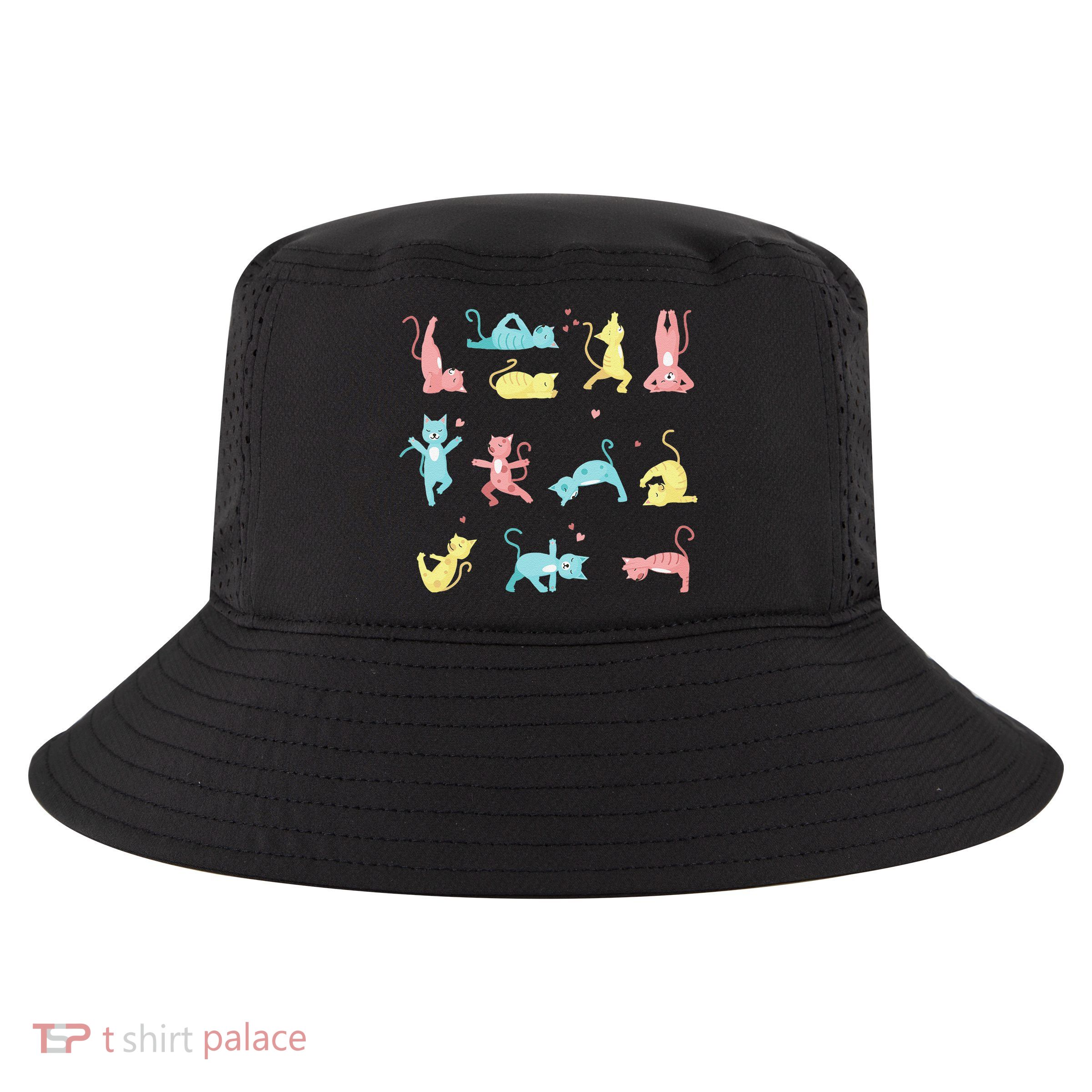 Cat Yoga Pose Kitty Humor Funny Cat Yogi Workout Themed Cool Comfort Performance Bucket Hat