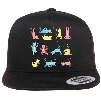 Cat Yoga Pose Kitty Humor Funny Cat Yogi Workout Themed Flatbill Hat