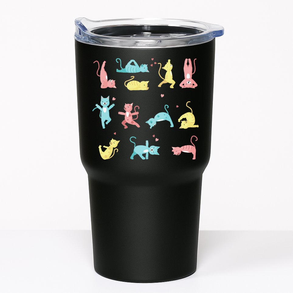 Cat Yoga Pose Kitty Humor Funny Cat Yogi Workout Themed Tumbler