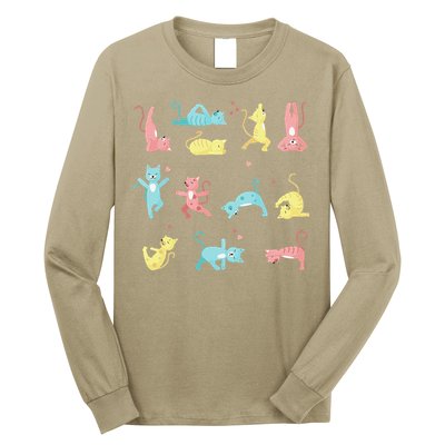 Cat Yoga Pose Kitty Humor Funny Cat Yogi Workout Themed Long Sleeve Shirt