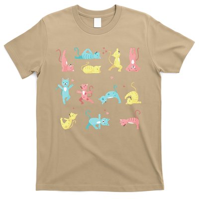 Cat Yoga Pose Kitty Humor Funny Cat Yogi Workout Themed T-Shirt