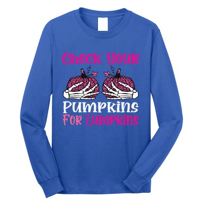 Check Your Pumpkins Breast Cancer Awareness Halloween Long Sleeve Shirt