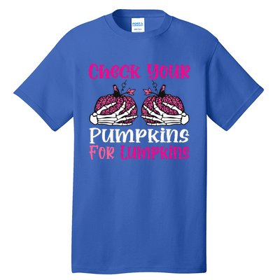 Check Your Pumpkins Breast Cancer Awareness Halloween Tall T-Shirt