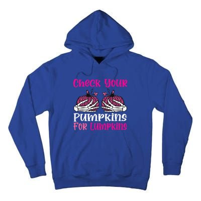 Check Your Pumpkins Breast Cancer Awareness Halloween Tall Hoodie