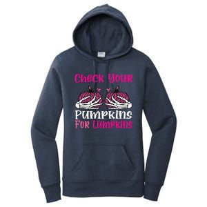 Check Your Pumpkins Breast Cancer Awareness Halloween Women's Pullover Hoodie