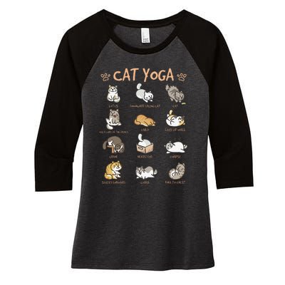 Cat Yoga Poses Cats Practicing Mindfulness Meditation Kitten Women's Tri-Blend 3/4-Sleeve Raglan Shirt