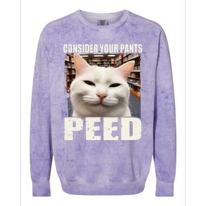 Consider Your Pants Peed Silly Cats Meme Humorous Saying Colorblast Crewneck Sweatshirt