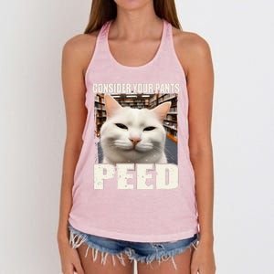 Consider Your Pants Peed Silly Cats Meme Humorous Saying Women's Knotted Racerback Tank