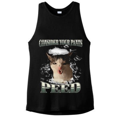 Consider Your Pants Peed Funny Freak Cat Meme Humor Saying Ladies PosiCharge Tri-Blend Wicking Tank