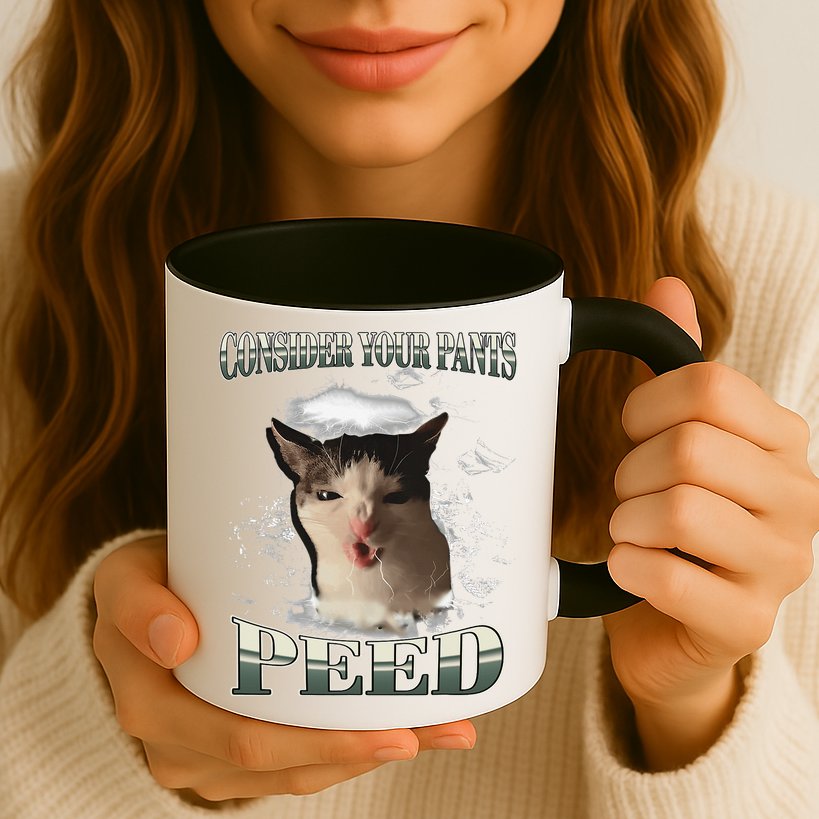 Consider Your Pants Peed Funny Freak Cat Meme Humor Saying Mug