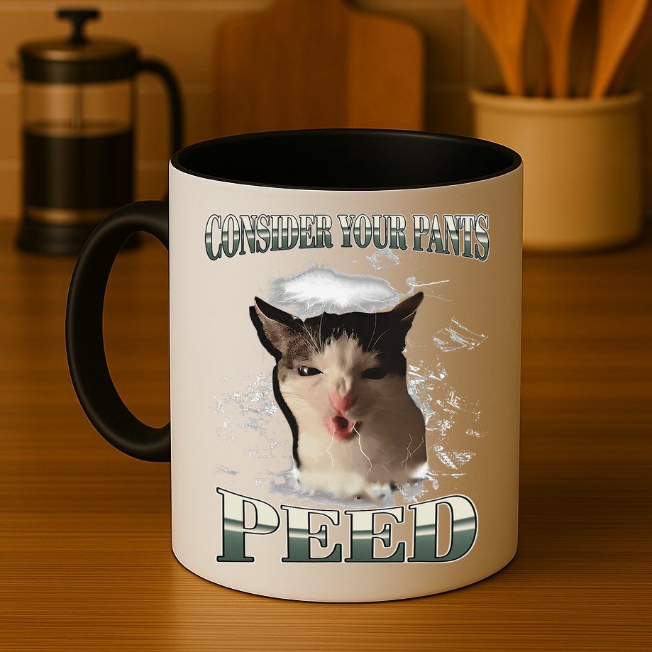 Consider Your Pants Peed Funny Freak Cat Meme Humor Saying Mug