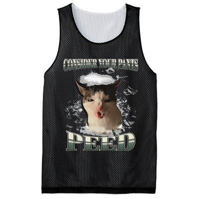 Consider Your Pants Peed Funny Freak Cat Meme Humor Saying Mesh Reversible Basketball Jersey Tank