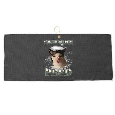 Consider Your Pants Peed Funny Freak Cat Meme Humor Saying Large Microfiber Waffle Golf Towel