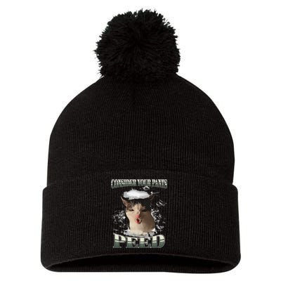Consider Your Pants Peed Funny Freak Cat Meme Humor Saying Pom Pom 12in Knit Beanie