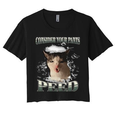 Consider Your Pants Peed Funny Freak Cat Meme Humor Saying Crop Top