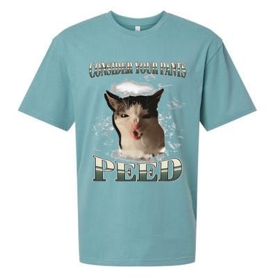 Consider Your Pants Peed Funny Freak Cat Meme Humor Saying Sueded Cloud Jersey T-Shirt