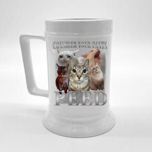 Consider Your Pants Peed Funny Weird Silly Cat Meme Beer Stein