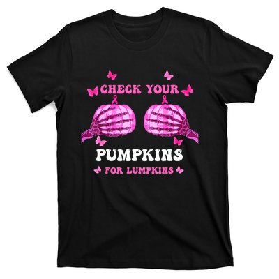 Check Your Pumpkins Breast Cancer Awareness Halloween T-Shirt