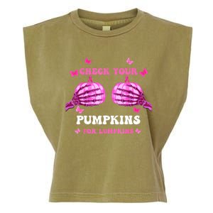 Check Your Pumpkins Breast Cancer Awareness Halloween Garment-Dyed Women's Muscle Tee