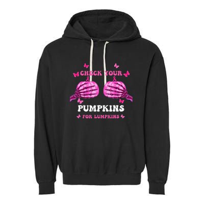 Check Your Pumpkins Breast Cancer Awareness Halloween Garment-Dyed Fleece Hoodie