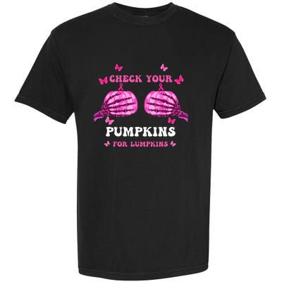 Check Your Pumpkins Breast Cancer Awareness Halloween Garment-Dyed Heavyweight T-Shirt