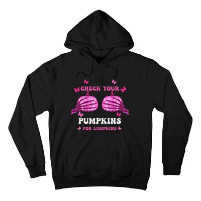 Check Your Pumpkins Breast Cancer Awareness Halloween Hoodie