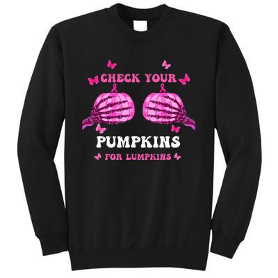 Check Your Pumpkins Breast Cancer Awareness Halloween Sweatshirt