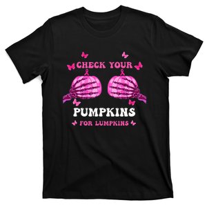 Check Your Pumpkins Breast Cancer Awareness Halloween T-Shirt