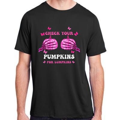 Check Your Pumpkins Breast Cancer Awareness Halloween Adult ChromaSoft Performance T-Shirt