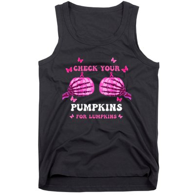 Check Your Pumpkins Breast Cancer Awareness Halloween Tank Top