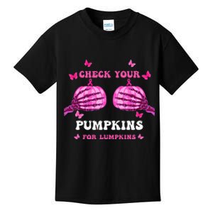 Check Your Pumpkins Breast Cancer Awareness Halloween Kids T-Shirt