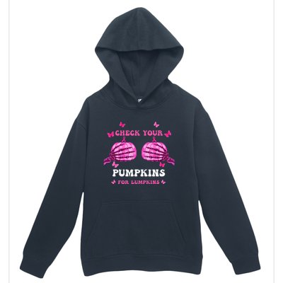 Check Your Pumpkins Breast Cancer Awareness Halloween Urban Pullover Hoodie