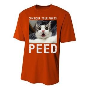 Consider Your Pants Peed Silly Cat Meme Performance Sprint T-Shirt