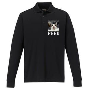 Consider Your Pants Peed Silly Cat Meme Performance Long Sleeve Polo