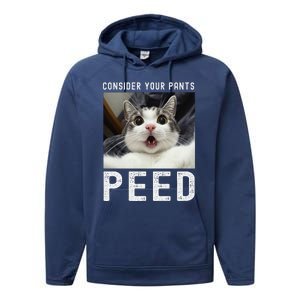 Consider Your Pants Peed Silly Cat Meme Performance Fleece Hoodie