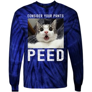 Consider Your Pants Peed Silly Cat Meme Tie-Dye Long Sleeve Shirt