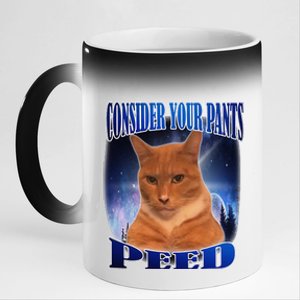 Consider Your Pants Peed Silly Cat Meme 11oz Black Color Changing Mug