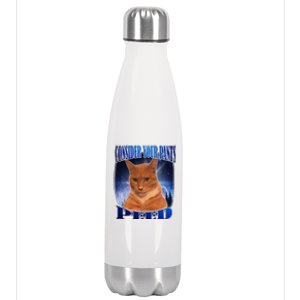 Consider Your Pants Peed Silly Cat Meme Stainless Steel Insulated Water Bottle