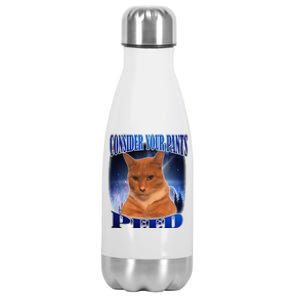 Consider Your Pants Peed Silly Cat Meme Stainless Steel Insulated Water Bottle