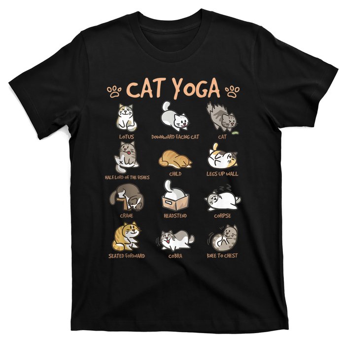 Cat Yoga Poses Cats Practicing Mindfulness Meditation Kitten T-Shirt