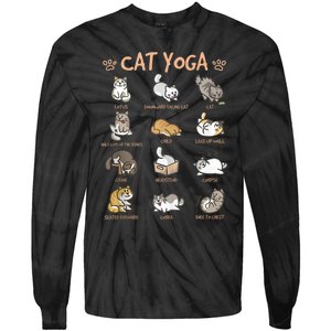 Cat Yoga Poses Cats Practicing Mindfulness Meditation Kitten Tie-Dye Long Sleeve Shirt