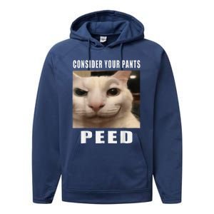 Consider Your Pants Peed Cat Funny Performance Fleece Hoodie