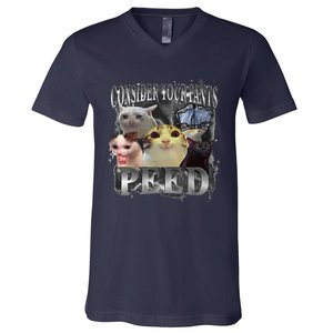 Consider Your Pants Peed Meme Silly Cat Go Hard Cat Lover V-Neck T-Shirt