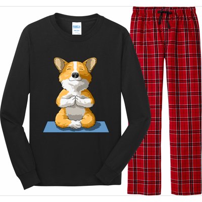 Corgi Yoga Pose Dog Pembroke Welsh Corgi Lovers Owners Gift Long Sleeve Pajama Set